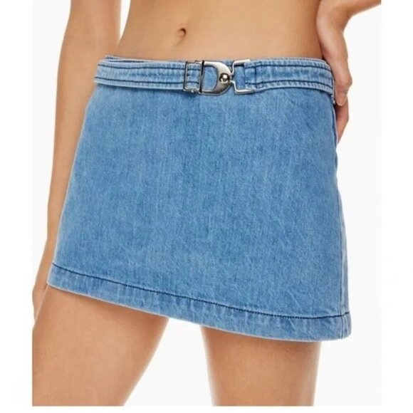 EB denim Wrap Mini Skirt in Daphne Size L LargeSmall NWT - Picture 1 of 5